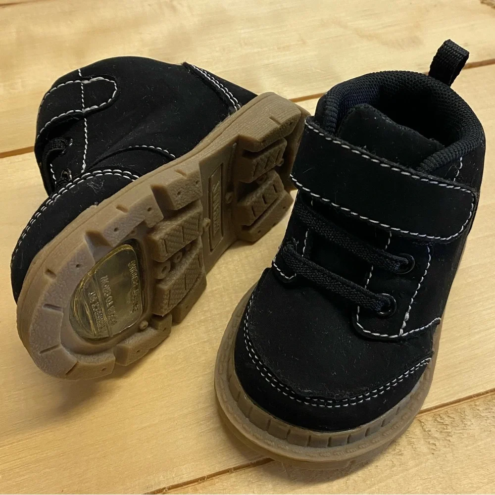 Brahma Kids Black Suede Lace Up Hook Loop Boots Size 2‎ Toddler